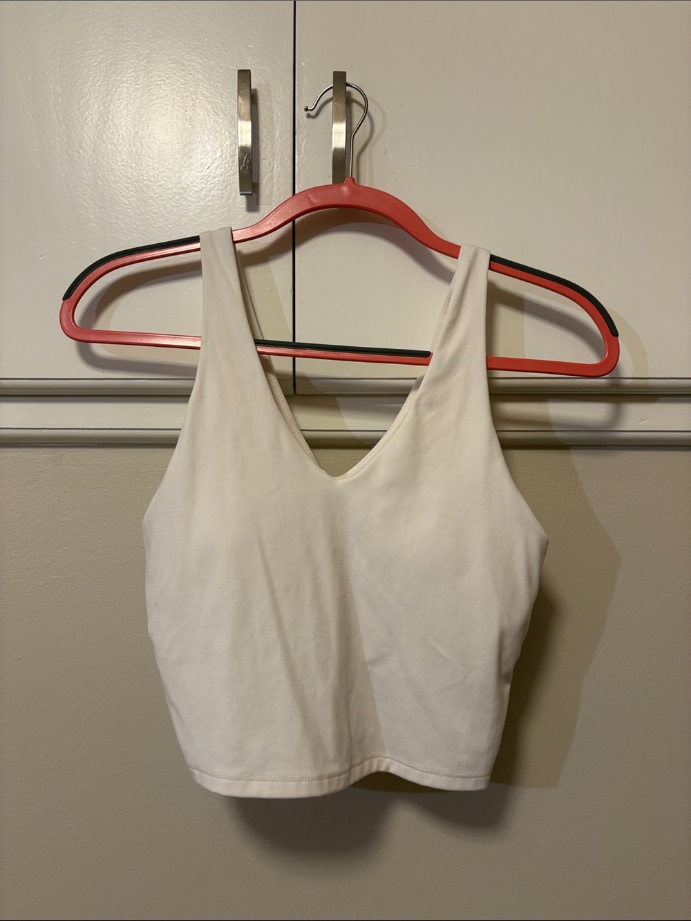 White V-Neck Crop Tank Top with Built in Bra